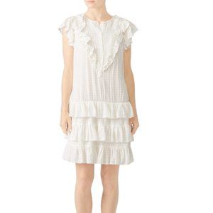 Rebecca Taylor - La Vie White Drapey Drop Waist Shift Summer Dress - M